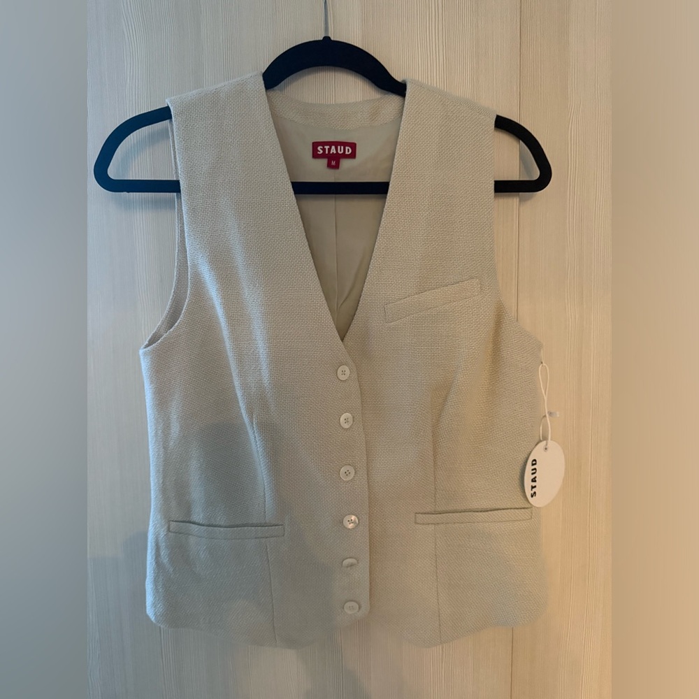 Staud Cream Button-Up Vest
